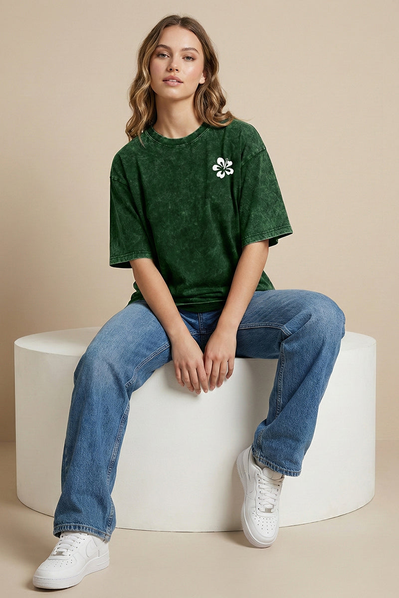Forever Chasing Sunset – Andaman Beach Vibes Forest Green Acid Wash - back view