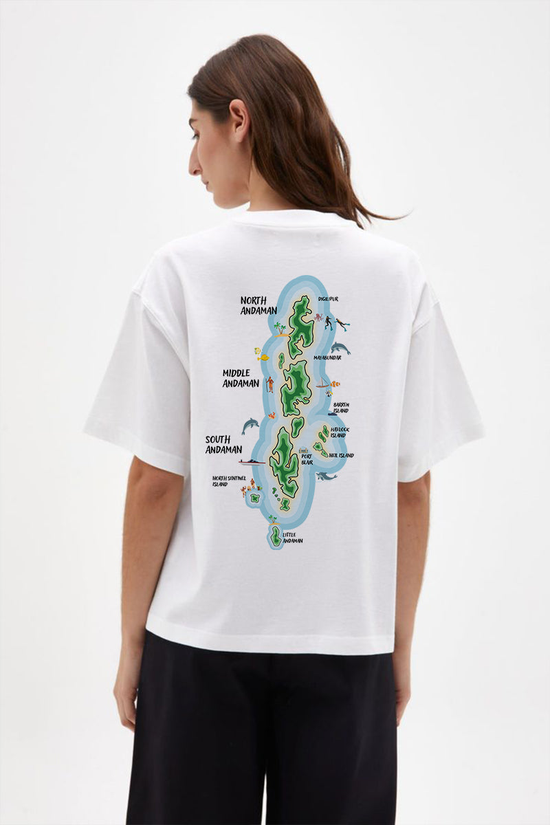 A&N Island White Oversized Cotton T-Shirt – Explore the Andaman Vibes! - styled photo
