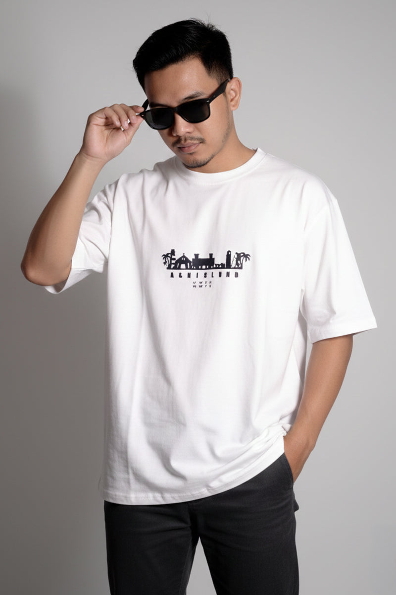 A&N Island White Oversized Cotton T-Shirt – Explore the Andaman Vibes! - back view
