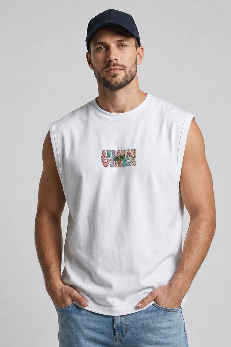 Andaman Vibes Sleeveless Oversized Tee – Island Edition