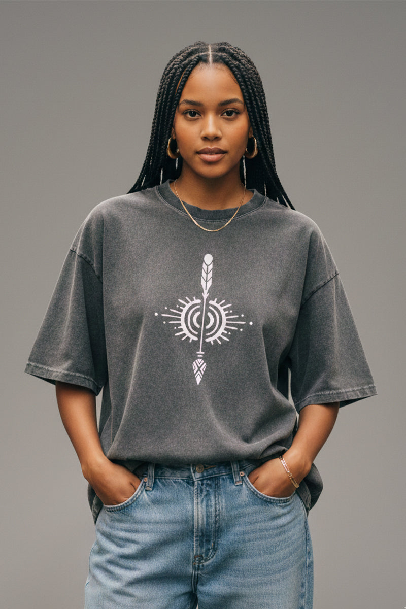 Tribal Sun Arrow Oversized T-Shirt - back view