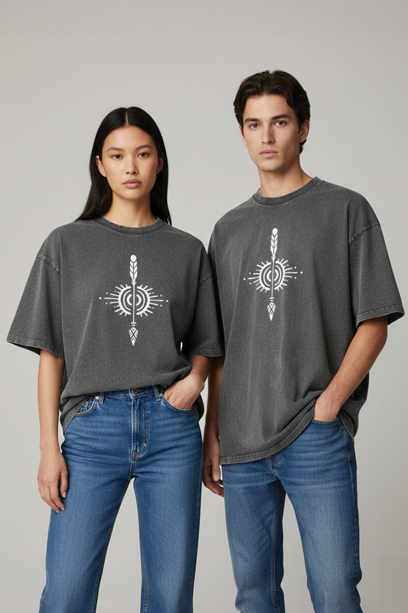 Tribal Sun Arrow Oversized T-Shirt - close-up detail