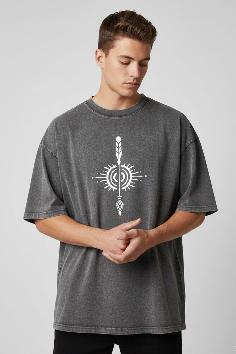 Tribal Sun Arrow Oversized T-Shirt - front view