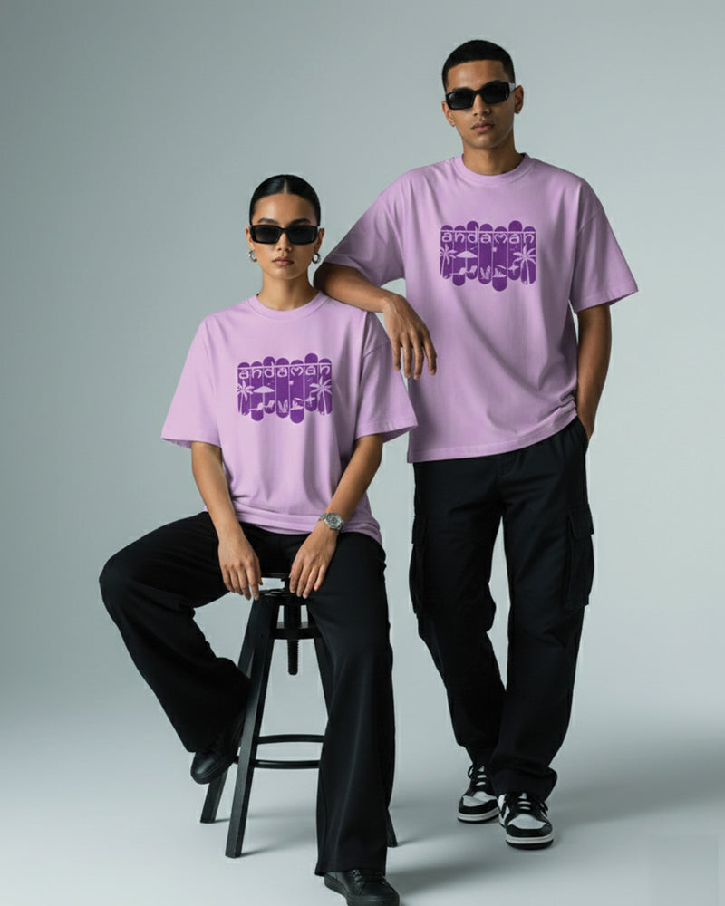 Andaman Palm Silhouette Lavender Oversized T-Shirt - front view