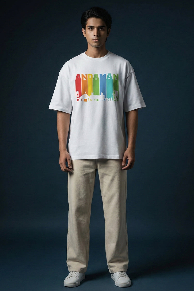 Andaman Adventure White Oversized T-Shirt - back view