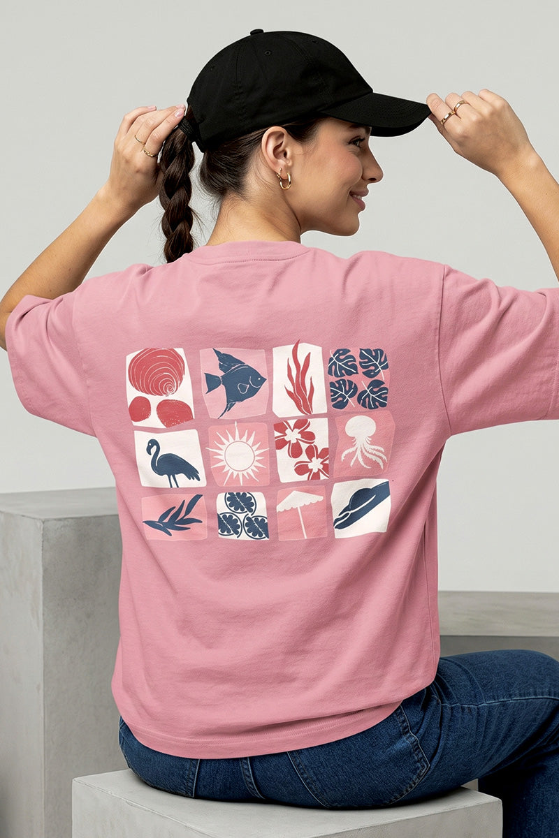 Just Beach Things Oversized T-Shirt – Flamingo Pink Edition