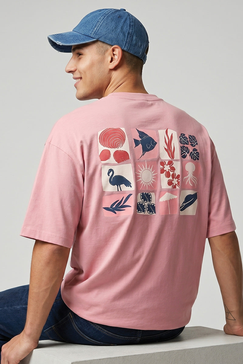 Just Beach Things Oversized T-Shirt – Flamingo Pink Edition