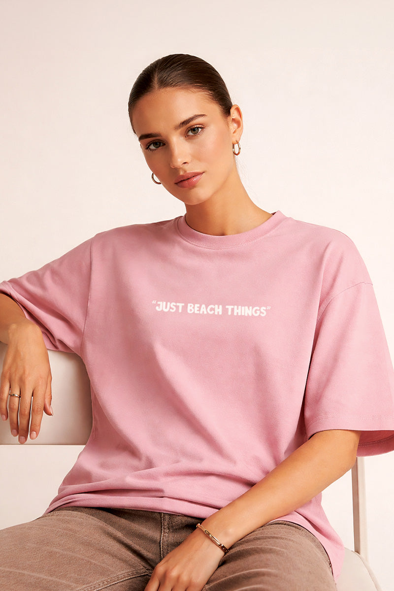 Just Beach Things Oversized T-Shirt – Flamingo Pink Edition