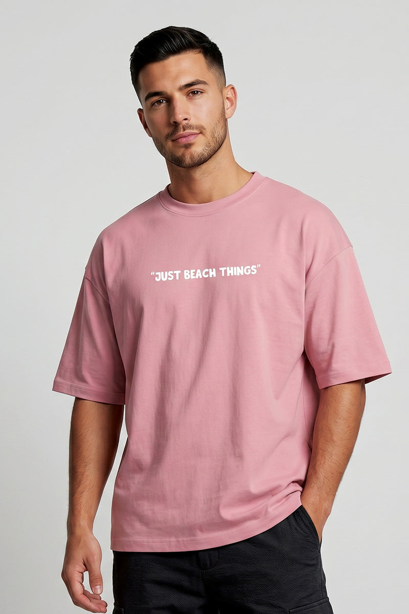 Just Beach Things Oversized T-Shirt – Flamingo Pink Edition