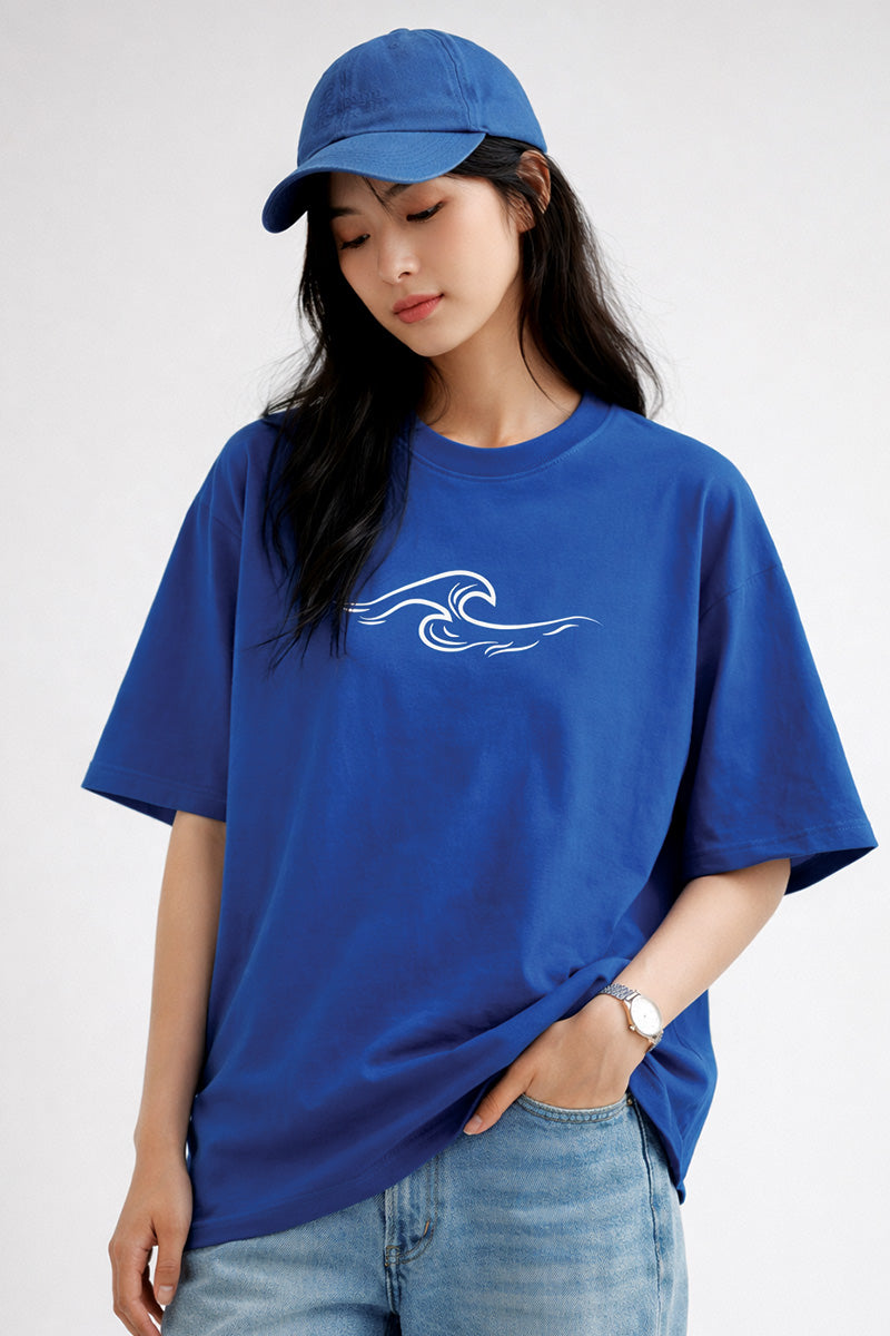 Chase Waves – Ocean Blue Oversized T-Shirt - back view