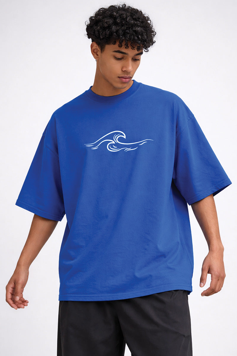Chase Waves – Ocean Blue Oversized T-Shirt - front view