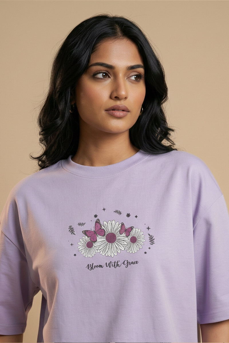 Floral Dream Oversized Tee - close-up detail