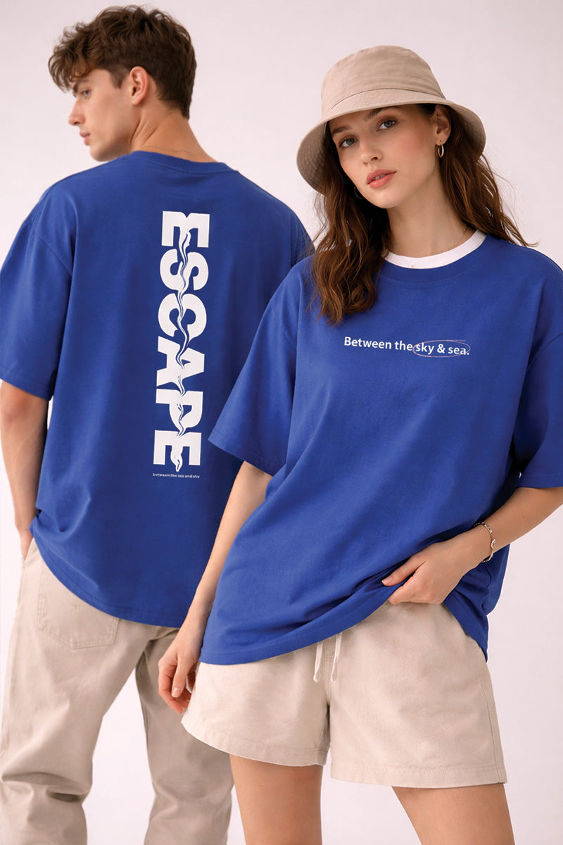 Escape Oversized T-Shirt – Ocean Blue Edition - front view