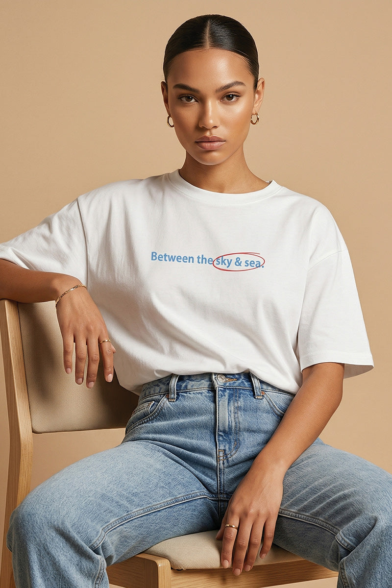 Escape Oversized T-Shirt – Classic White Edition - close-up detail