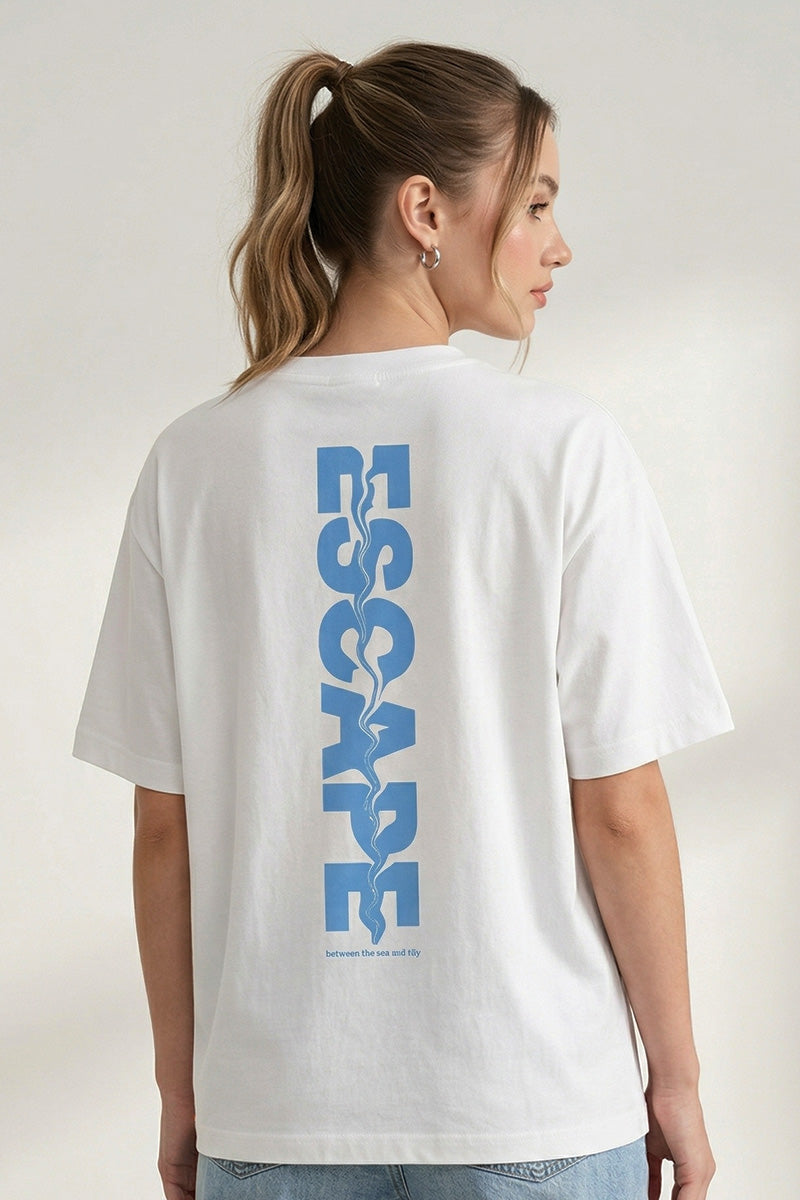 Escape Oversized T-Shirt – Classic White Edition - back view