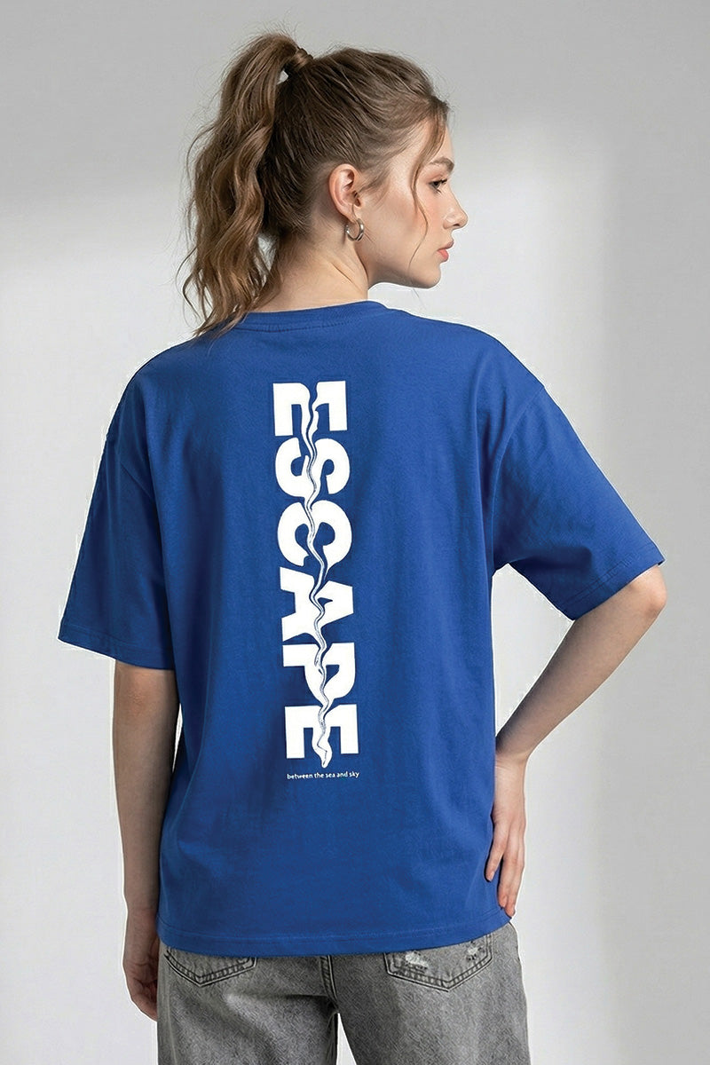 Escape Oversized T-Shirt – Ocean Blue Edition - styled photo