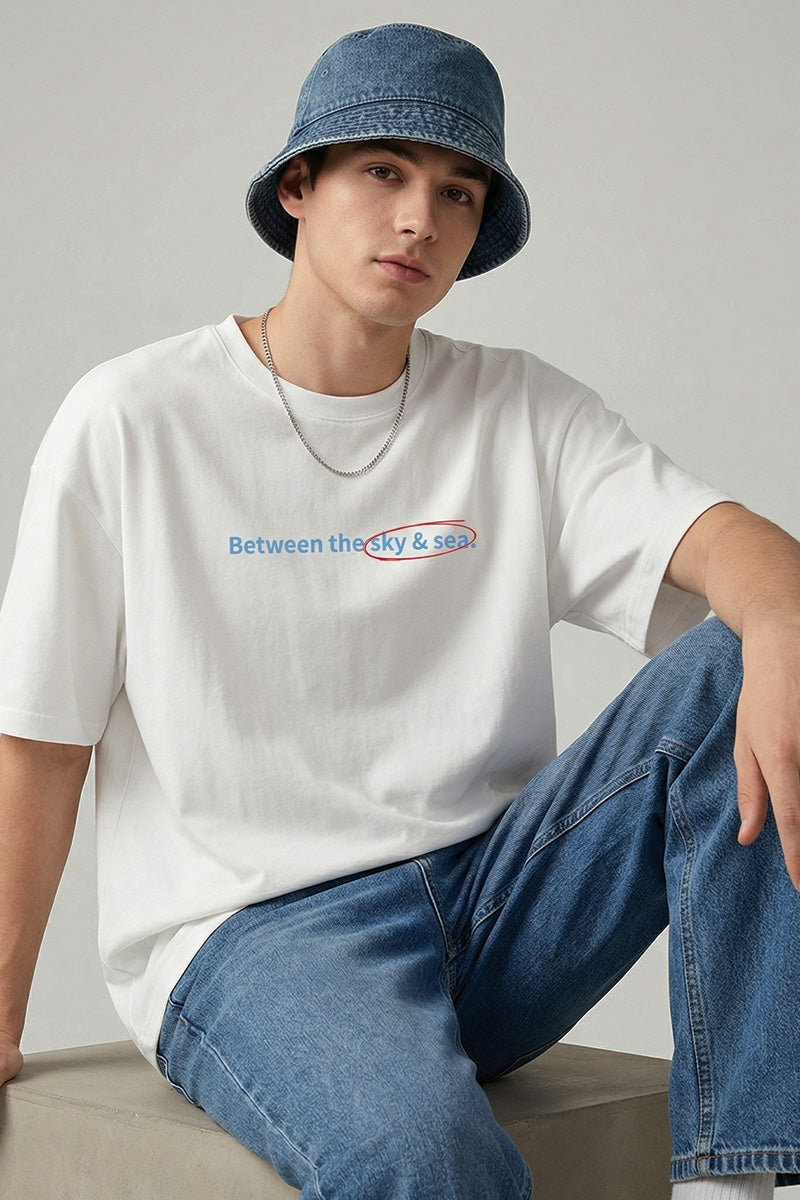 Escape Oversized T-Shirt – Classic White Edition - styled photo