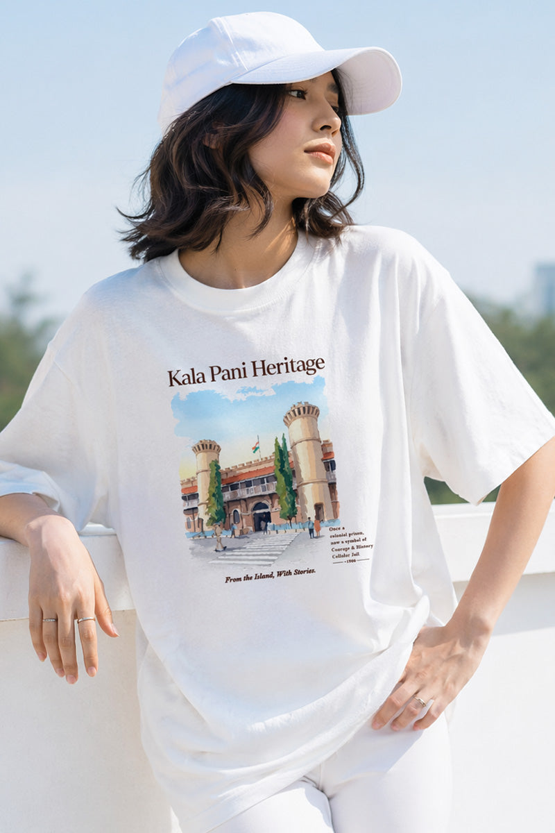 Kala Pani Heritage Oversized T-Shirt – Port Blair Edition - styled photo