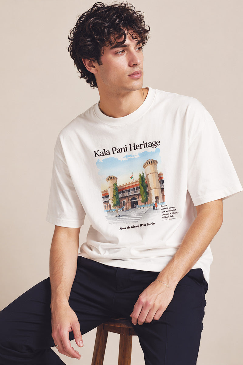 Kala Pani Heritage Oversized T-Shirt – Port Blair Edition - close-up detail