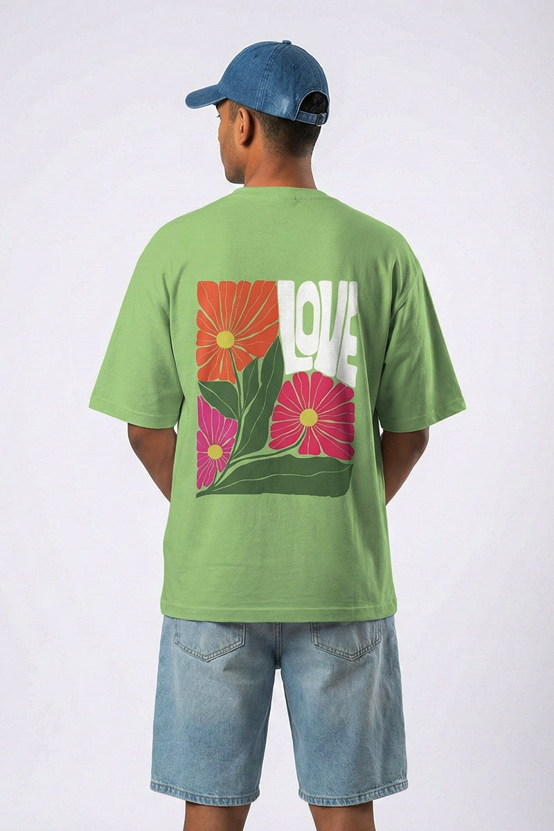 Love in Bloom Oversized Graphic T-Shirt - front view