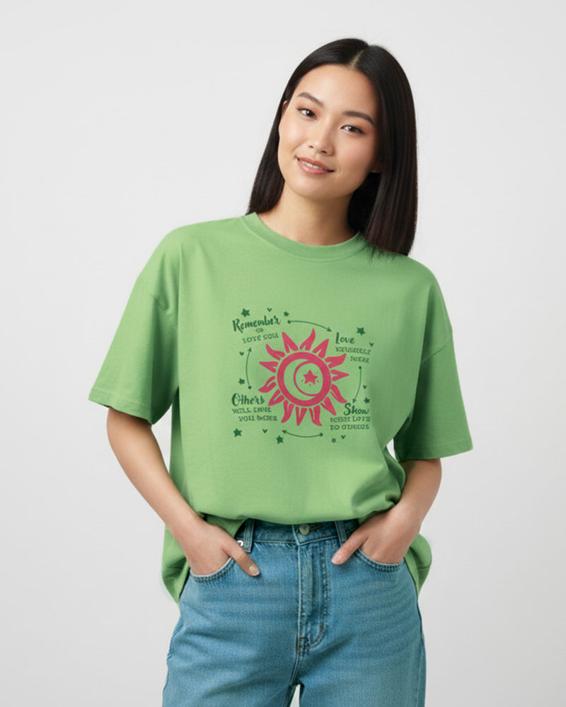 Love in Bloom Oversized Graphic T-Shirt - close-up detail