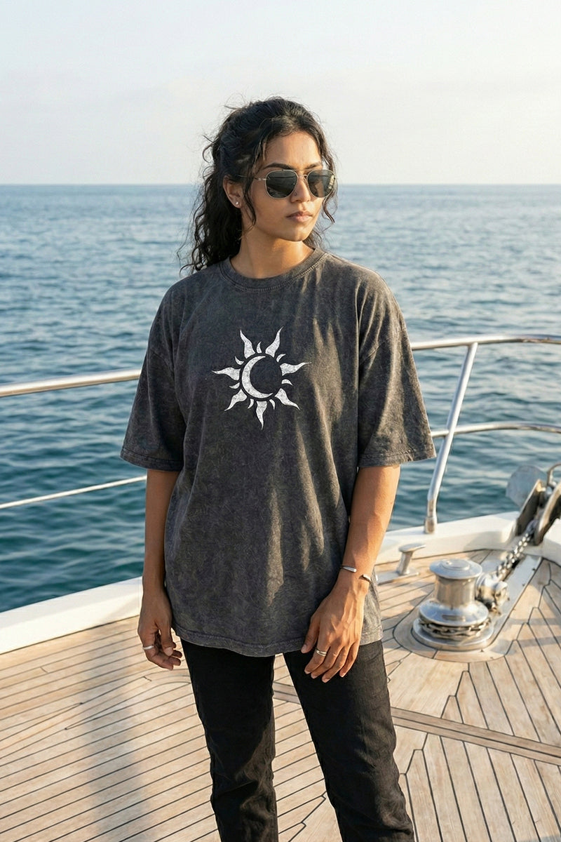 Sun & Moon Oversized Tee - back view