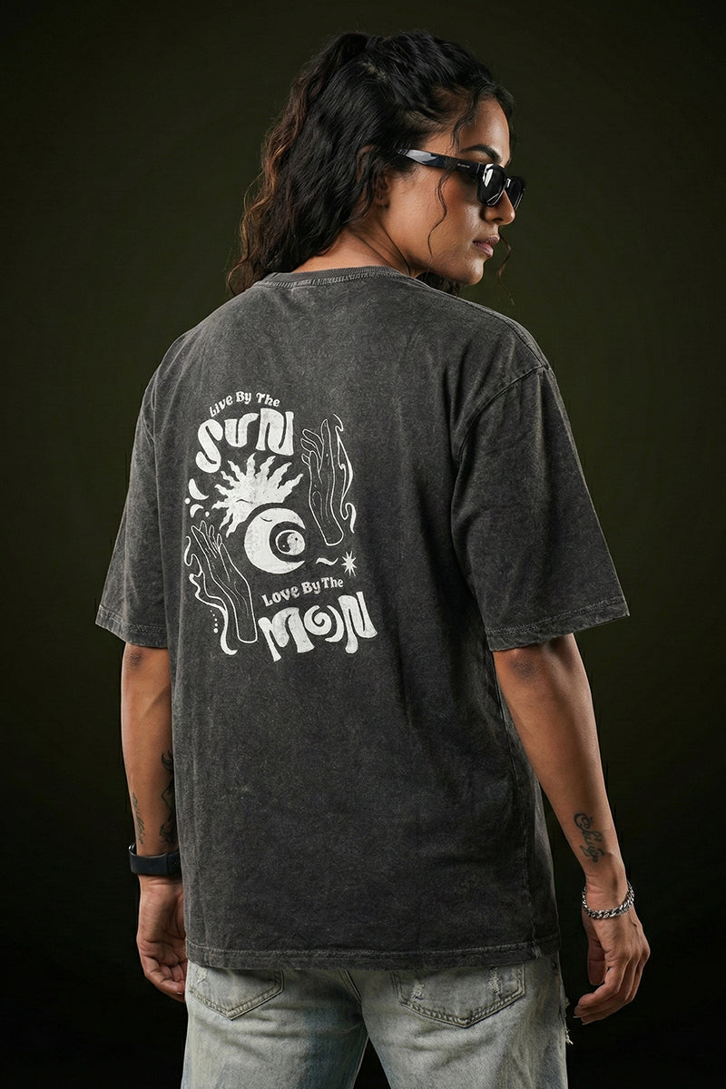 Sun & Moon Oversized Tee - close-up detail