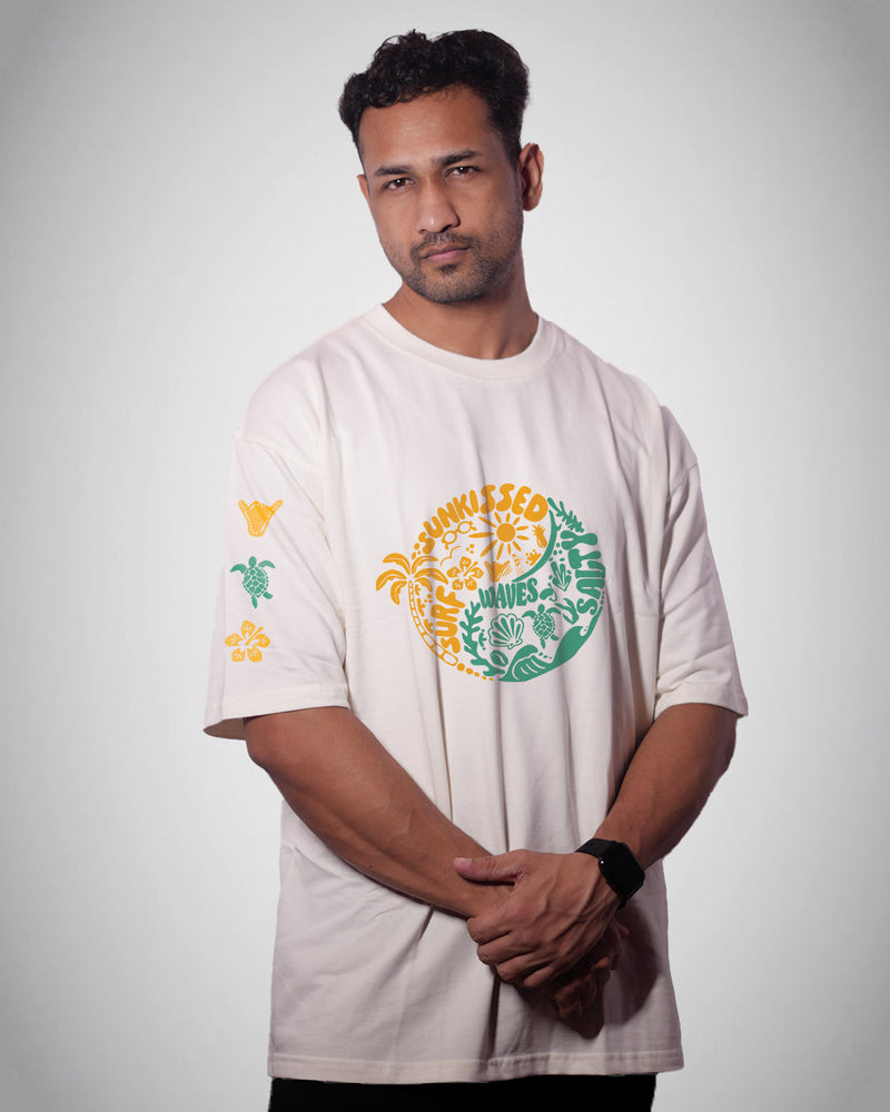 Sunkissed Waves Oversized Graphic T-Shirt - styled photo