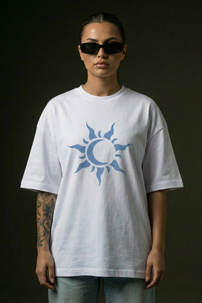 Sun & Moon Oversized Tee - close-up detail