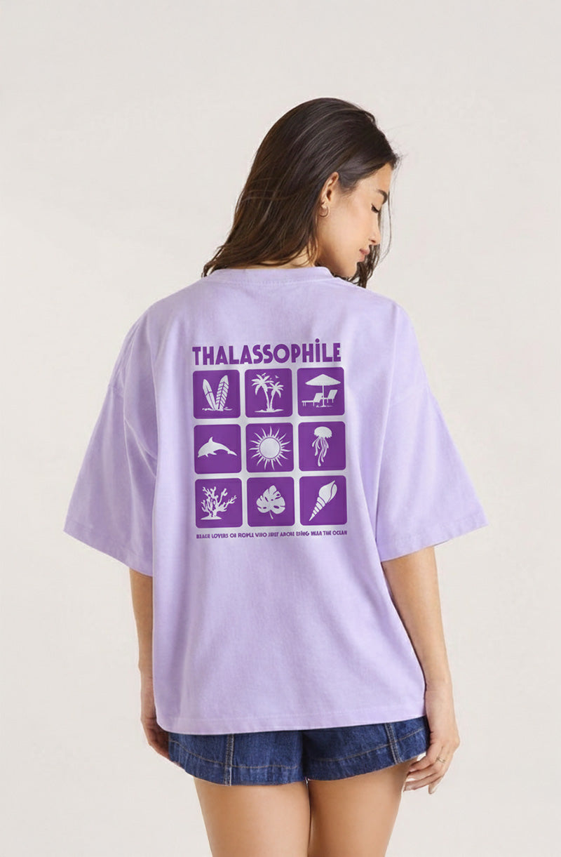 Thalassophile Iconic Beach Lavender Oversized T-Shirt - styled photo