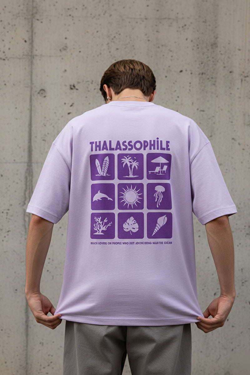 Thalassophile Iconic Beach Lavender Oversized T-Shirt - back view
