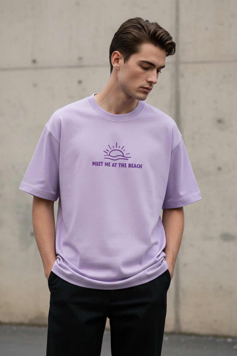 Thalassophile Iconic Beach Lavender Oversized T-Shirt - front view