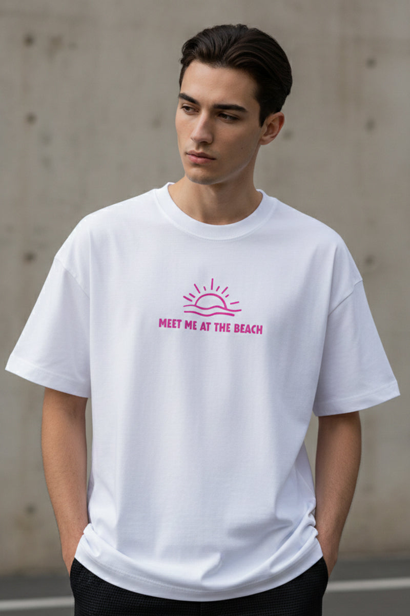 Thalassophile Iconic Beach Off-White Oversized T-Shirt - back view
