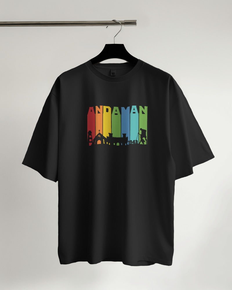 Andaman Adventure Black Oversized T-Shirt - styled photo