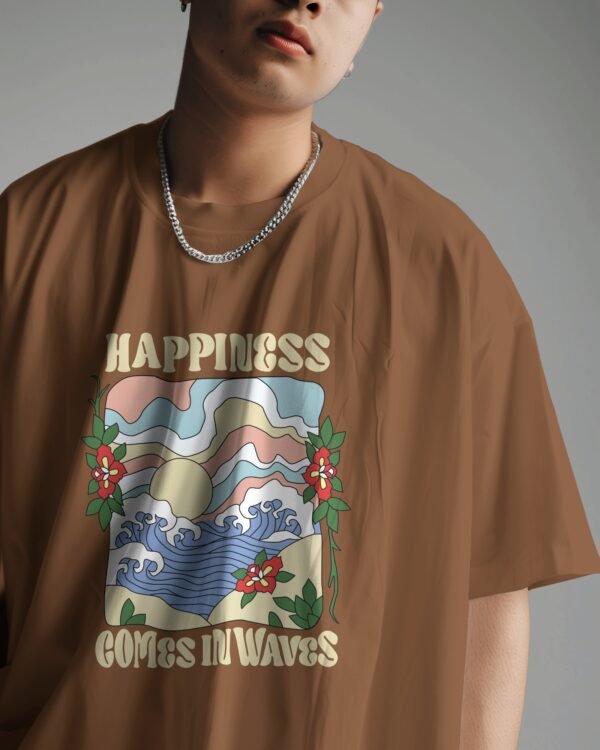 Happiness Comes in Waves" Oversized T-Shirt - Image 4