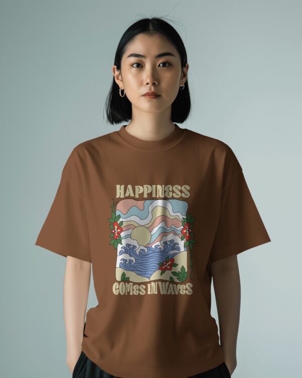 Happiness Comes in Waves" Oversized T-Shirt - Image 3