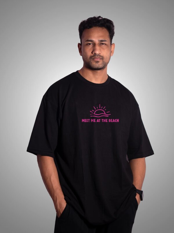 Thalassophile Iconic Beach Black Oversized T-Shirt - Image 5