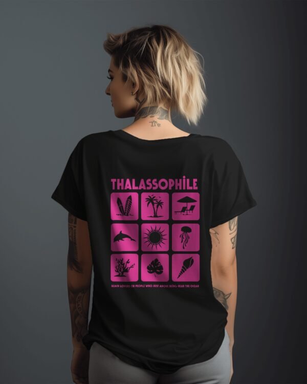 Thalassophile Iconic Beach Black Oversized T-Shirt
