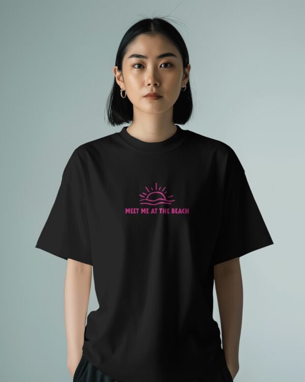 Thalassophile Iconic Beach Black Oversized T-Shirt - Image 3